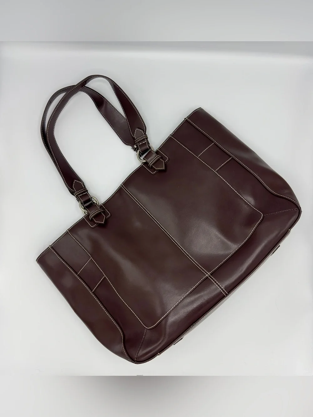 Wilsons Leather Dark Brown Tote with Silver Hardware